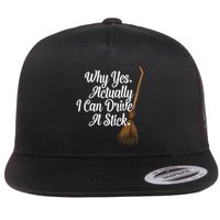 Halloween Witch Broom Why Yes Actually I Can Drive A Stick Gift Flat Bill Trucker Hat