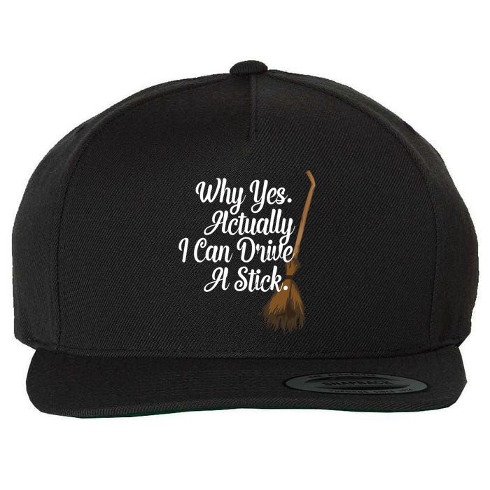 Halloween Witch Broom Why Yes Actually I Can Drive A Stick Gift Wool Snapback Cap