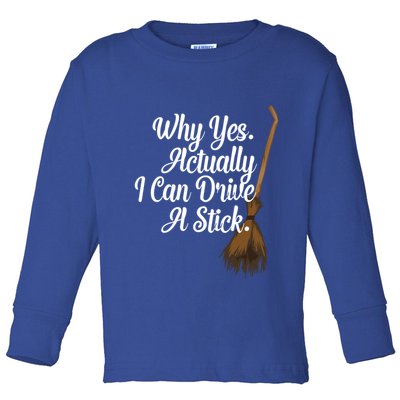 Halloween Witch Broom Why Yes Actually I Can Drive A Stick Gift Toddler Long Sleeve Shirt