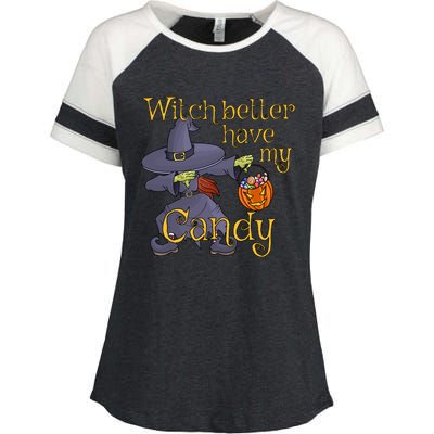 Halloween Witch Better Have My Candy Gift Enza Ladies Jersey Colorblock Tee