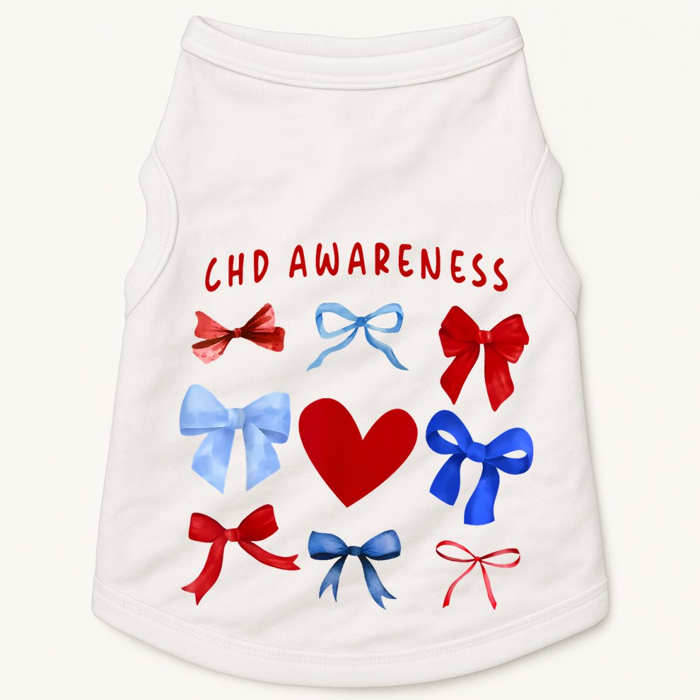 Heart Warrior Chd Awareness Heart Disease Coquette Bow Doggie Tank