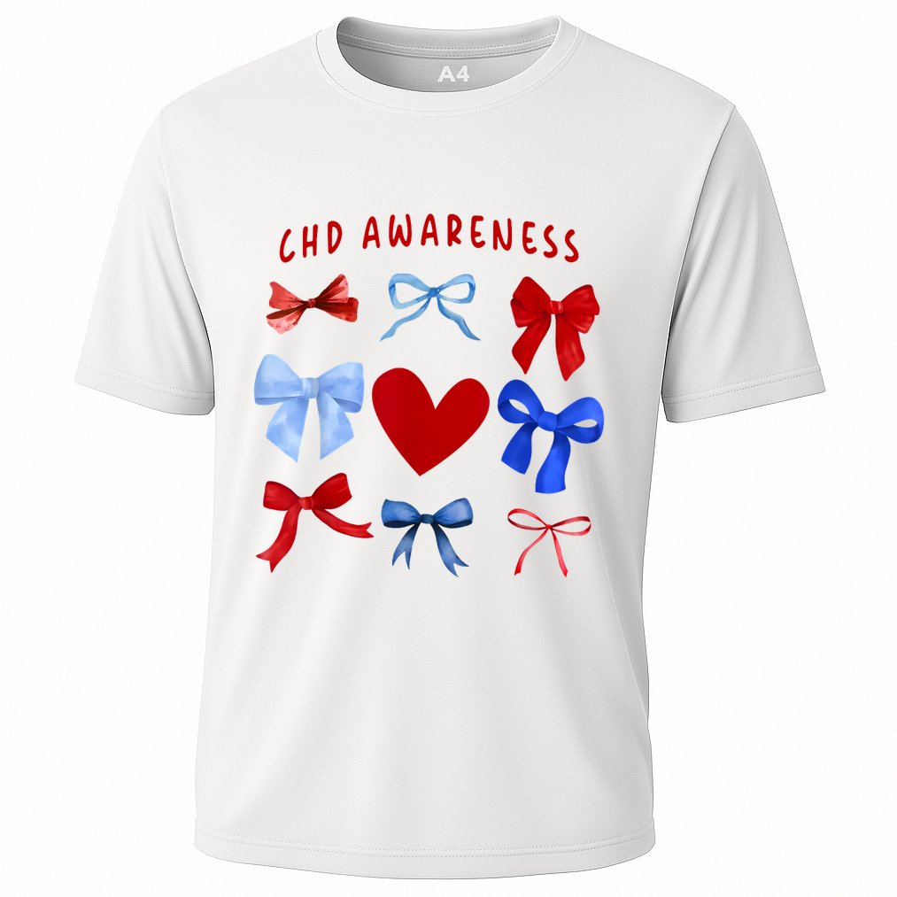 Heart Warrior Chd Awareness Heart Disease Coquette Bow Cooling Performance Crew T-Shirt