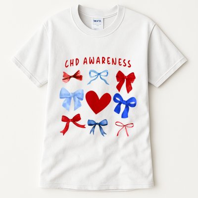 Heart Warrior Chd Awareness Heart Disease Coquette Bow Tall T-Shirt