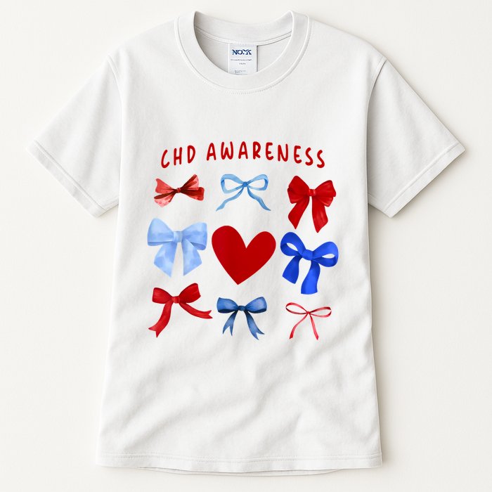 Heart Warrior Chd Awareness Heart Disease Coquette Bow Tall T-Shirt