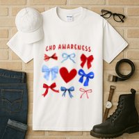 Heart Warrior Chd Awareness Heart Disease Coquette Bow Tall T-Shirt