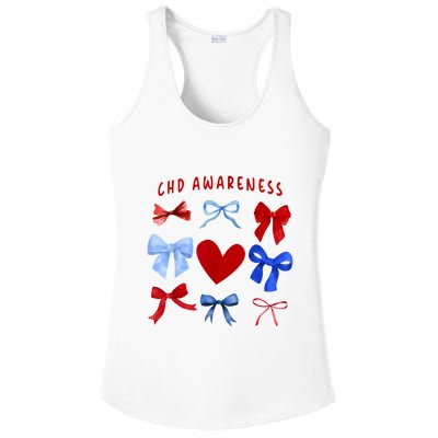Heart Warrior Chd Awareness Heart Disease Coquette Bow Ladies PosiCharge Competitor Racerback Tank
