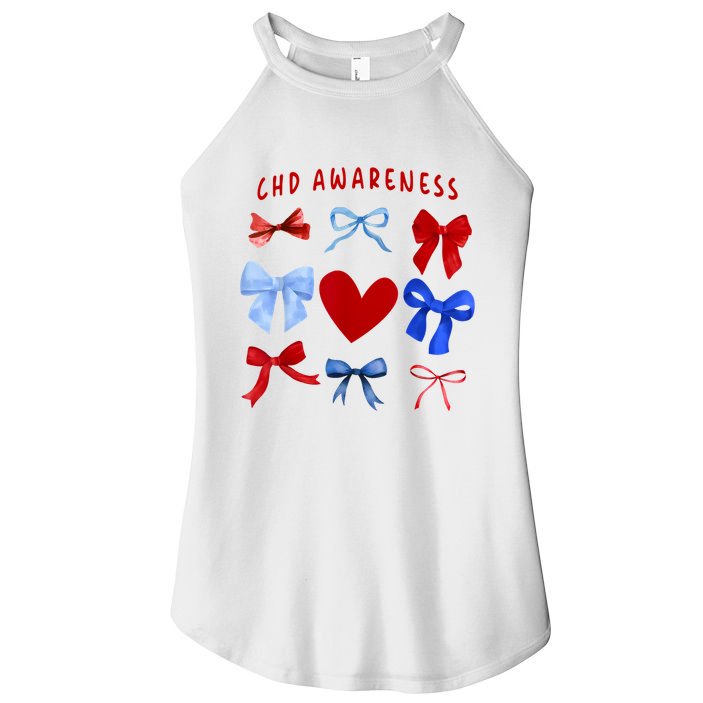 Heart Warrior Chd Awareness Heart Disease Coquette Bow Women's Perfect Tri Rocker Tank