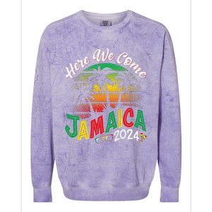 Here We Come Jamaica 2024 Trip Family Summer Vacation Colorblast Crewneck Sweatshirt