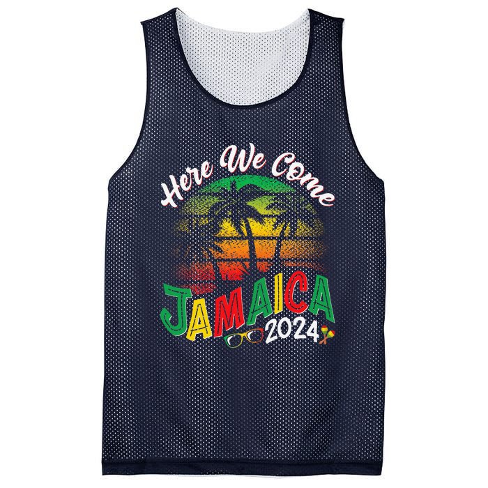 Here We Come Jamaica 2024 Trip Family Summer Vacation Mesh Reversible Basketball Jersey Tank