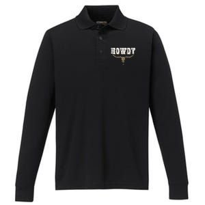 Howdy Western Country Southern Performance Long Sleeve Polo