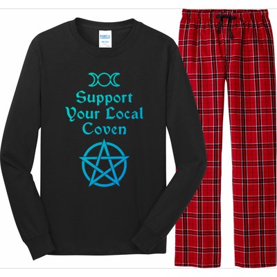 Halloween Witch Costume Support Your Local Coven Funny Gift Long Sleeve Pajama Set