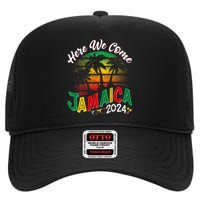 Here We Come Jamaica 2024 Trip Family Summer Vacation High Crown Mesh Back Trucker Hat