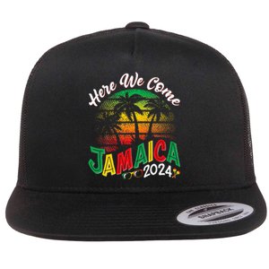 Here We Come Jamaica 2024 Trip Family Summer Vacation Flat Bill Trucker Hat