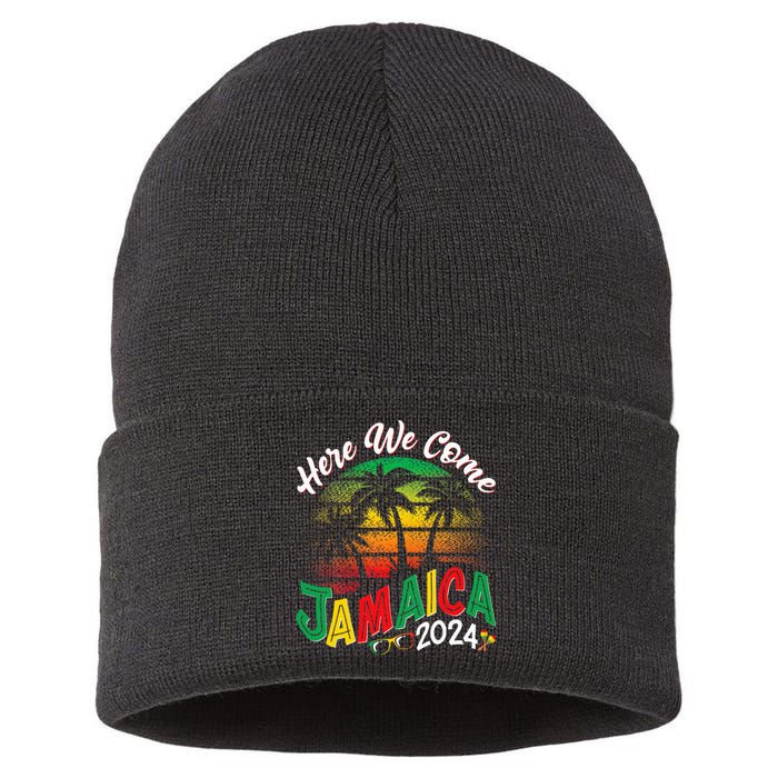 Here We Come Jamaica 2024 Trip Family Summer Vacation Sustainable Knit Beanie