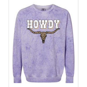 Howdy Western Country Southern Cow Skull Rodeo Bull Cow Colorblast Crewneck Sweatshirt