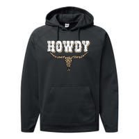 Howdy Western Country Southern Cow Skull Rodeo Bull Cow Performance Fleece Hoodie