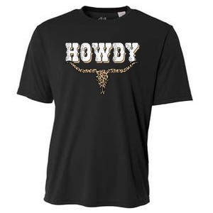 Howdy Western Country Southern Cow Skull Rodeo Bull Cow Cooling Performance Crew T-Shirt