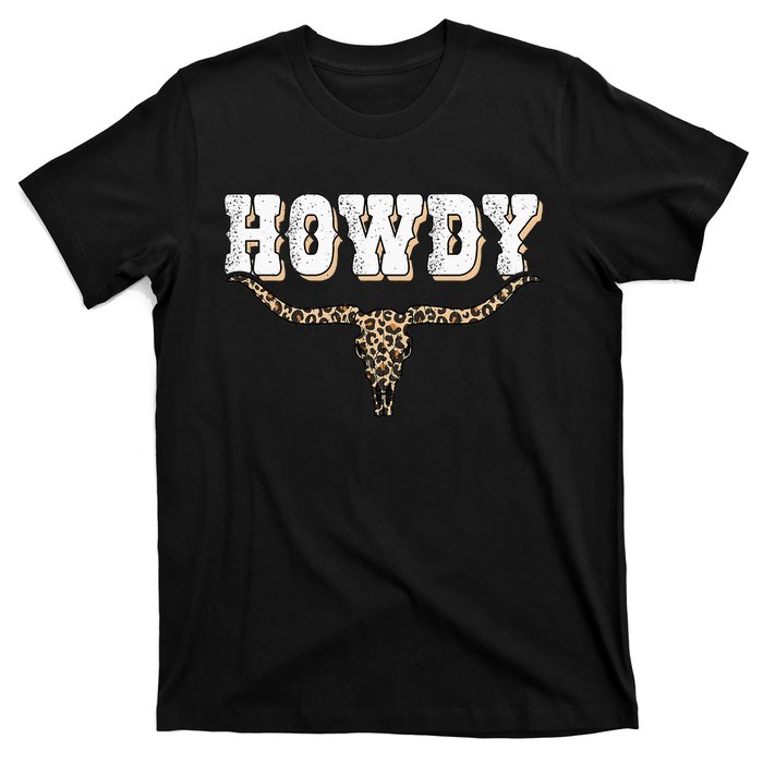 Howdy Western Country Southern Cow Skull Rodeo Bull Cow T-Shirt