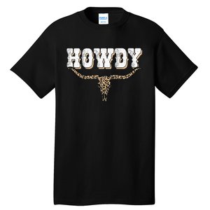 Howdy Western Country Southern Cow Skull Rodeo Bull Cow Tall T-Shirt