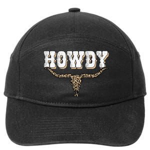 Howdy Western Country Southern Cow Skull Rodeo Bull Cow 7-Panel Snapback Hat