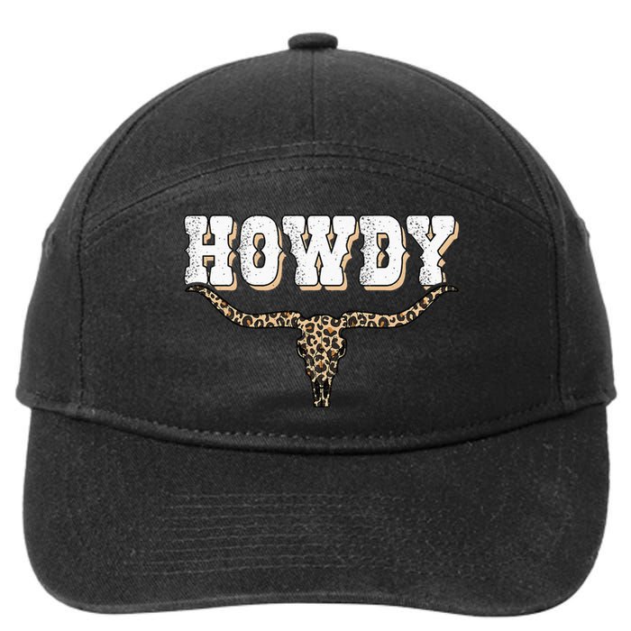 Howdy Western Country Southern Cow Skull Rodeo Bull Cow 7-Panel Snapback Hat