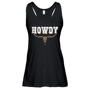 Howdy Western Country Southern Cow Skull Rodeo Bull Cow Ladies Essential Flowy Tank