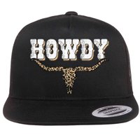 Howdy Western Country Southern Cow Skull Rodeo Bull Cow Flat Bill Trucker Hat