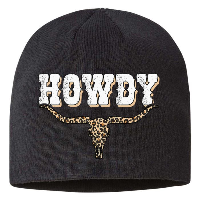 Howdy Western Country Southern Cow Skull Rodeo Bull Cow Sustainable Beanie