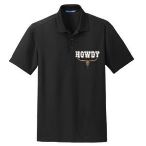 Howdy Western Country Southern Cow Skull Rodeo Bull Cow Dry Zone Grid Polo