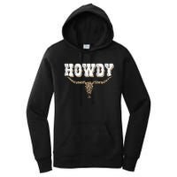 Howdy Western Country Southern Cow Skull Rodeo Bull Cow Women's Pullover Hoodie