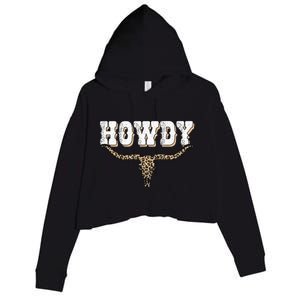 Howdy Western Country Southern Cow Skull Rodeo Bull Cow Crop Fleece Hoodie