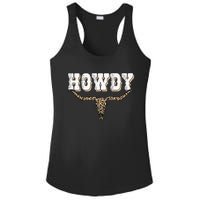 Howdy Western Country Southern Cow Skull Rodeo Bull Cow Ladies PosiCharge Competitor Racerback Tank