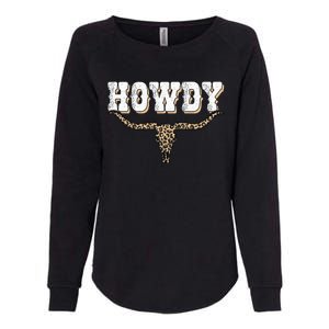 Howdy Western Country Southern Cow Skull Rodeo Bull Cow Womens California Wash Sweatshirt