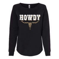 Howdy Western Country Southern Cow Skull Rodeo Bull Cow Womens California Wash Sweatshirt