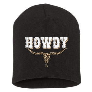 Howdy Western Country Southern Cow Skull Rodeo Bull Cow Short Acrylic Beanie