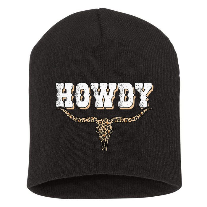 Howdy Western Country Southern Cow Skull Rodeo Bull Cow Short Acrylic Beanie