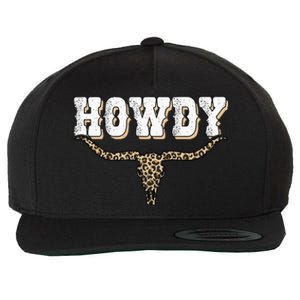 Howdy Western Country Southern Cow Skull Rodeo Bull Cow Wool Snapback Cap