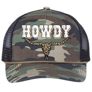 Howdy Western Country Southern Cow Skull Rodeo Bull Cow Retro Rope Trucker Hat Cap