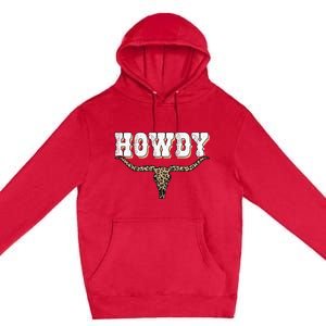 Howdy Western Country Southern Cow Skull Rodeo Bull Cow Premium Pullover Hoodie