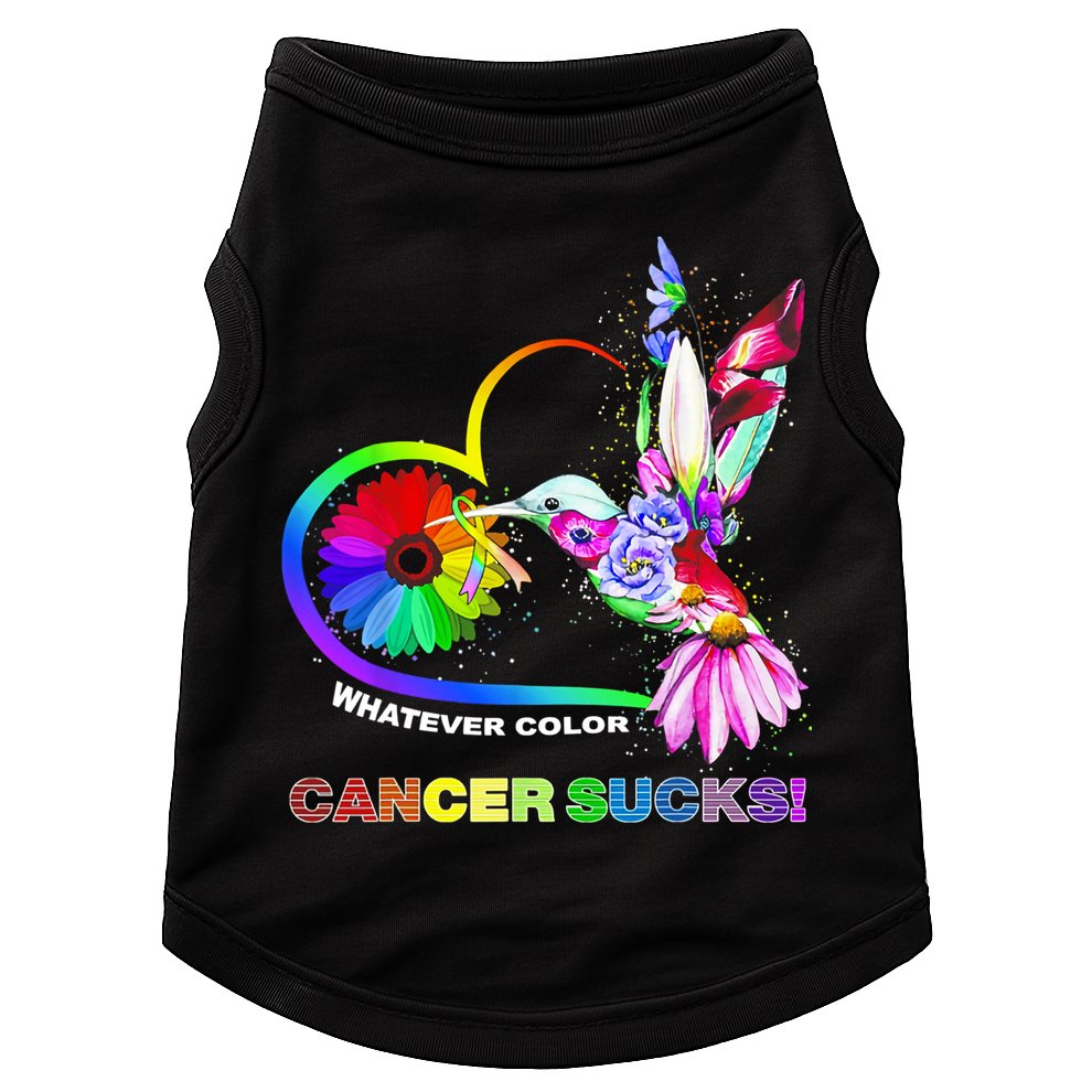 Hummingbird Whatever Color Cancer Sucks Fight Cancer Ribbons Doggie Tank
