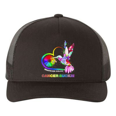 Hummingbird Whatever Color Cancer Sucks Fight Cancer Ribbons Yupoong Adult 5-Panel Trucker Hat