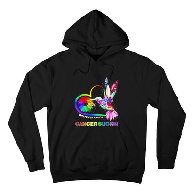 Hummingbird Whatever Color Cancer Sucks Fight Cancer Ribbons Hoodie