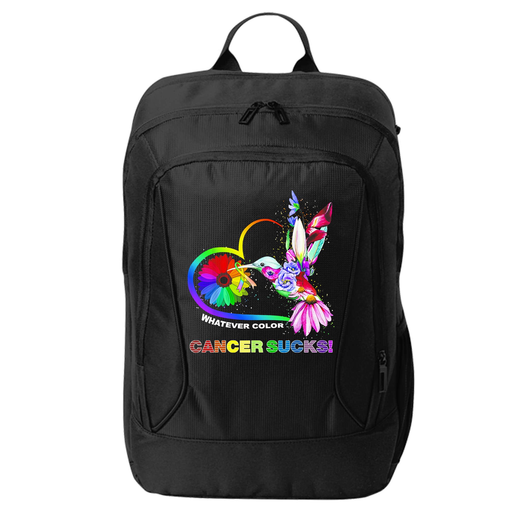 Hummingbird Whatever Color Cancer Sucks Fight Cancer Ribbons City Backpack