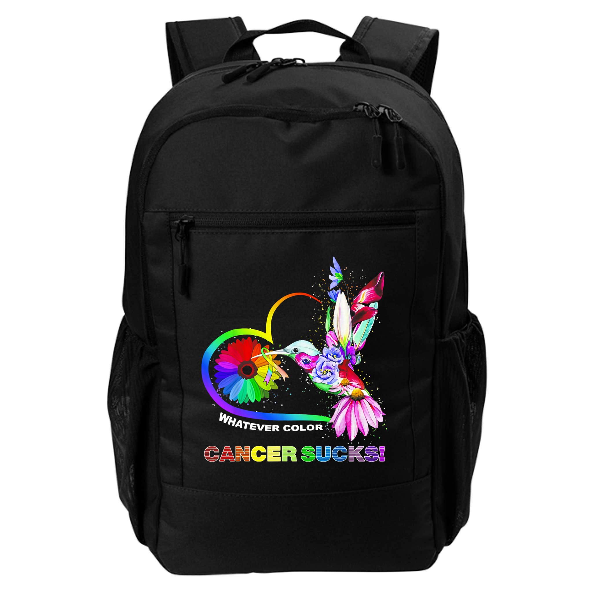 Hummingbird Whatever Color Cancer Sucks Fight Cancer Ribbons Backpack