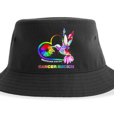 Hummingbird Whatever Color Cancer Sucks Fight Cancer Ribbons Sustainable Bucket Hat