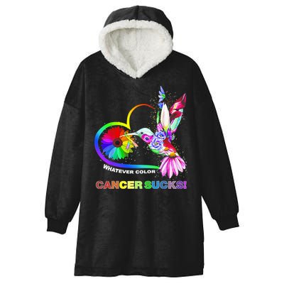 Hummingbird Whatever Color Cancer Sucks Fight Cancer Ribbons Hooded Wearable Blanket