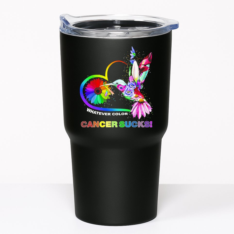 Hummingbird Whatever Color Cancer Sucks Fight Cancer Ribbons Tumbler