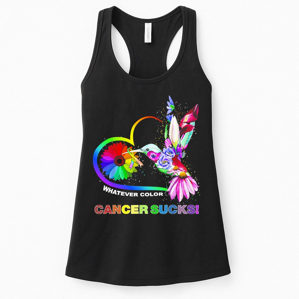 Hummingbird Whatever Color Cancer Sucks Fight Cancer Ribbons Womens Tank Top