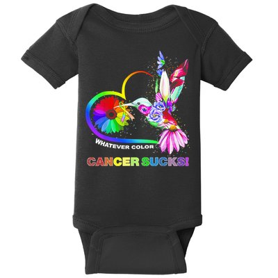 Hummingbird Whatever Color Cancer Sucks Fight Cancer Ribbons Baby Bodysuit