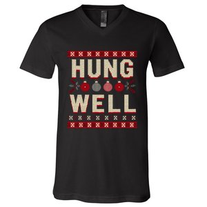 Hung Well Christmas Stocking RaunchyS Hung Well V-Neck T-Shirt